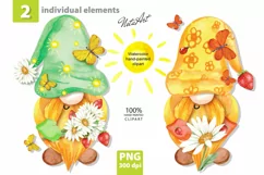 Gnomes. Hand drawn gnomes. Gnomes PNG clipart. Summer gnome Product Image 1