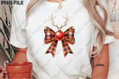 Red Glitter Antler Bow Christmas Clipart Product Image 2