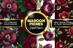 Maroon Piones Digital Papers - 04 Variations Product Image 1