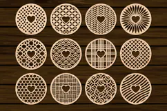 Round Coasters SVG, Geometric Laser Cut Heart svg Product Image 2