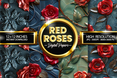 Red Roses Design Digital Papers - 04 Variations Product Image 1