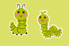 Caterpillar sticker set bright cartoon insects pack Product Image 4