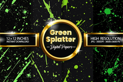 Green Splatter Digital Papers - 04 Variations Product Image 1