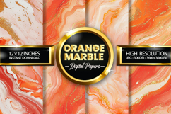 Orange Marble Digital Papers - 04 Variations Product Image 1