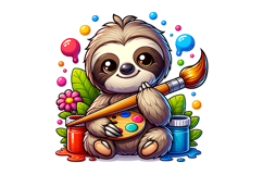 Cute Sloth Clipart - PNG File Product Image 1