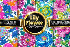 Lily Flower Digital Papers - 04 Variations Product Image 1