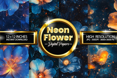 Neon Flower Digital Papers - 04 Variations Product Image 1