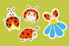 Ladybug sticker set bright cartoon insects pack Product Image 3