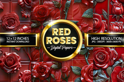 Red Roses Design Digital Papers - 04 Variations Product Image 1