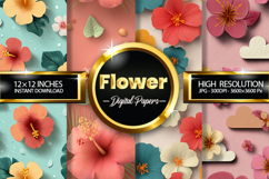 Flower Digital Papers - 04 Variations Product Image 1