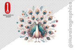 Cute Peacock Clipart - PNG File Product Image 1