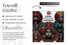 Aztec God Clipart, Aztec mythology, Mexican God sublimation Product Image 2