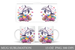 Cute Dolphin Mug Design. Sea Mug Sublimation Product Image 1