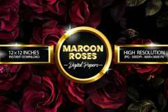 Maroon Roses Digital Papers - 04 Variations Product Image 1