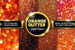 Orange Glitter Digital Papers - 04 Variations Product Image 1