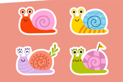 Snail sticker set funny cartoon colorful animals pack Product Image 3