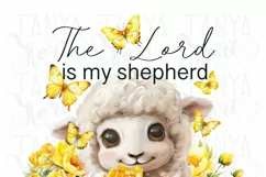 Lord is My Shepherd, Butterfly, Yellow Flowers, Sublimation Product Image 2
