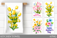 Mother's Day Kitchen Towel. Flowers Kitchen Towel Design Product Image 1