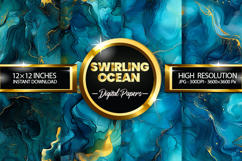 Swirling Ocean Digital Papers - 04 Variations Product Image 1
