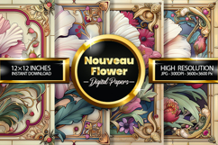 Nouveau Flower Digital Papers - 04 Variations Product Image 1