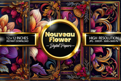 Nouveau Flower Digital Papers - 04 Variations Product Image 1