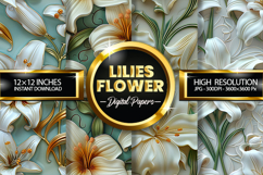 Lilies Flower Digital Papers - 04 Variations Product Image 1