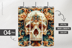 Floral Skull Digital Papers - 04 Variations Product Image 2