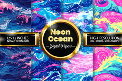 Neon Ocean Digital Papers - 04 Variations Product Image 1