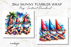 Summer Gnomes 20oz Tumbler Wrap PNG File, Sublimation Design Product Image 2