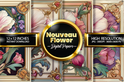Nouveau Flower Digital Papers - 04 Variations Product Image 1