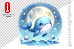 Cute Whale Clipart - PNG File Product Image 2