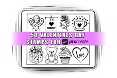 50 Valentine&#039;s Day Procreate Stamps Brushes Product Image 1