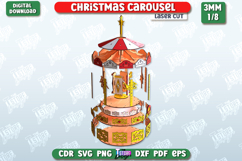3D Christmas Carousel Laser Cut Design, Christmas Decoration Product Image 3