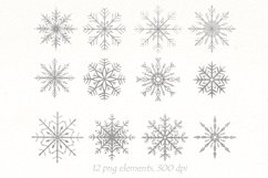 Silver snowflakes Christmas clipart, Winter snow png Product Image 3