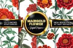 Marigold Flower Digital Papers - 04 Variations Product Image 1