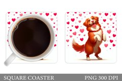 Cute Dog Coaster Sublimation. Valentines Dog Coaster Design Product Image 1