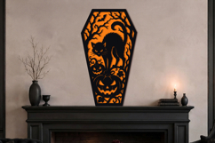 Black Cat &amp; Pumpkin Halloween Coffin SVG Product Image 2