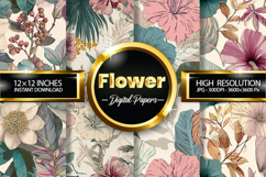 Flower Digital Papers - 04 Variations Product Image 1