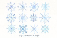 Watercolor snowflakes Christmas clipart, Winter snow png Product Image 3