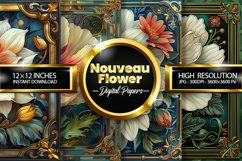 Nouveau Flower Digital Papers - 04 Variations Product Image 1