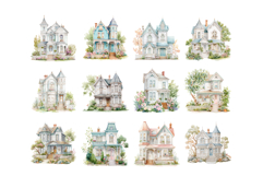 Watercolor Victorian House Clipart Product Image 4
