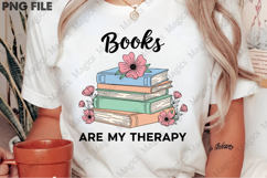 Book Are My Therapy Png, Flower Book Png Product Image 1