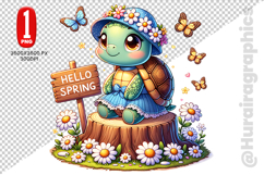 Cute Turtle Clipart - PNG File Product Image 1