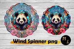 Panda and flowers Wind Spinner ,Stained Glass sublimation Product Image 1