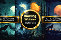 Howling Wolves Digital Papers - 04 Variations Product Image 1