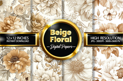 Beige Floral Digital Papers - 04 Variations Product Image 1