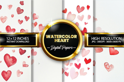 Watercolor Heart Digital Papers - 04 Variations Product Image 1