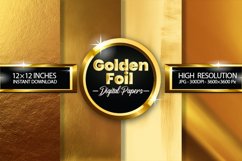 Golden Foil Digital Papers - 04 Variations Product Image 1