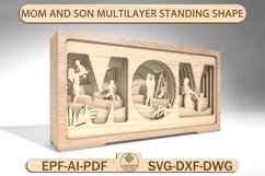 Mom Multilayer Standing Shape, Mom Daughter Svg Product Image 1
