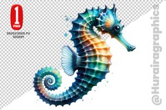 Cute Sea Horse Clipart - PNG File Product Image 1